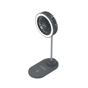 Veho UF-2 ventilatore USB da scrivania 3 in 1, caricatore per smartphone e lampada LED